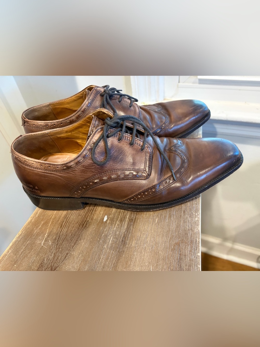 Melvin & Hamilton Jeff Wingtip Oxford Shoes Brown rustic Leather